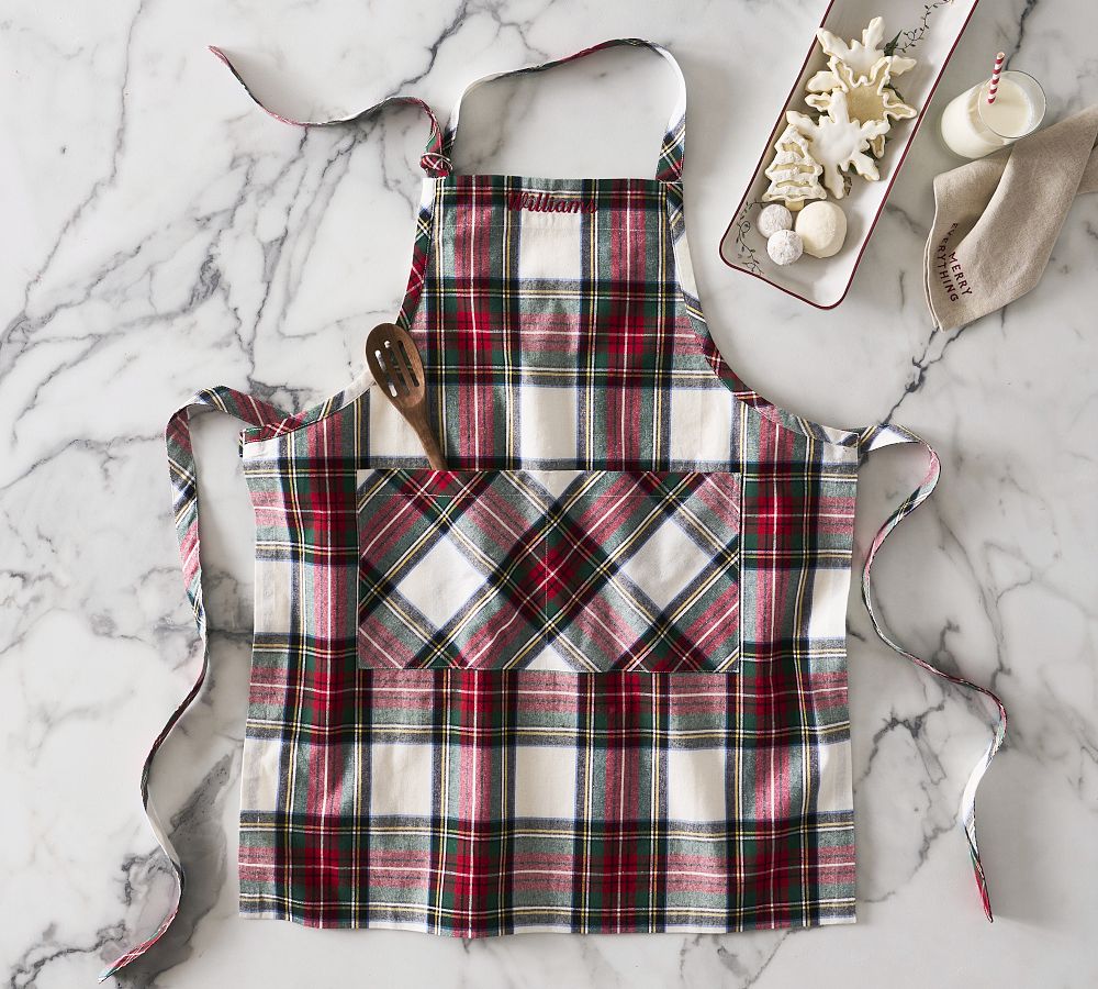 Stewart Plaid Cotton Adult Apron | Pottery Barn