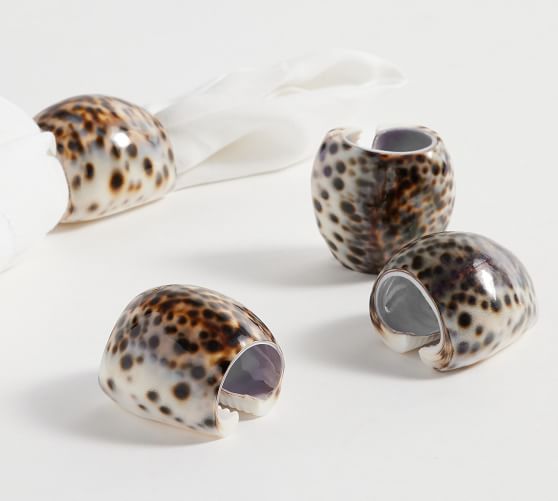 Tiger Cowrie Shell Napkin Rings - Set of 4
