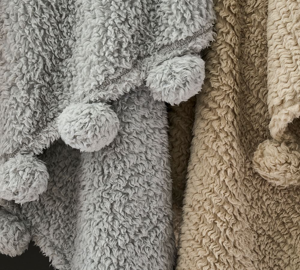 Cozy Pom Pom Sherpa Throw Blanket Pottery Barn
