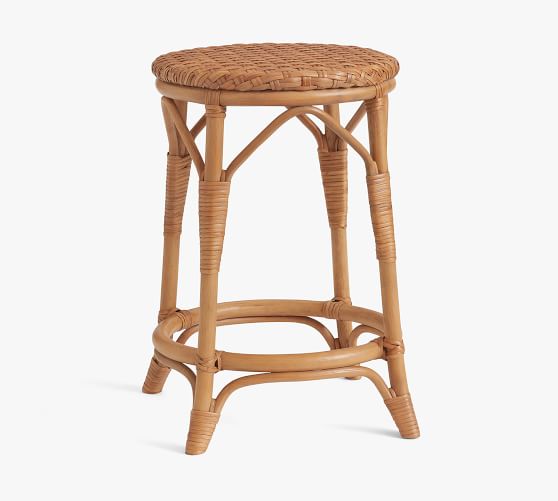 Parisian Woven Backless Stool | Pottery Barn