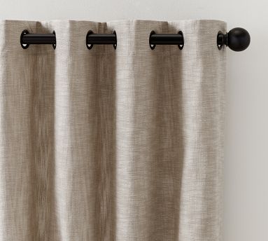 Seaton Textured Cotton Grommet Blackout Curtain | Pottery Barn