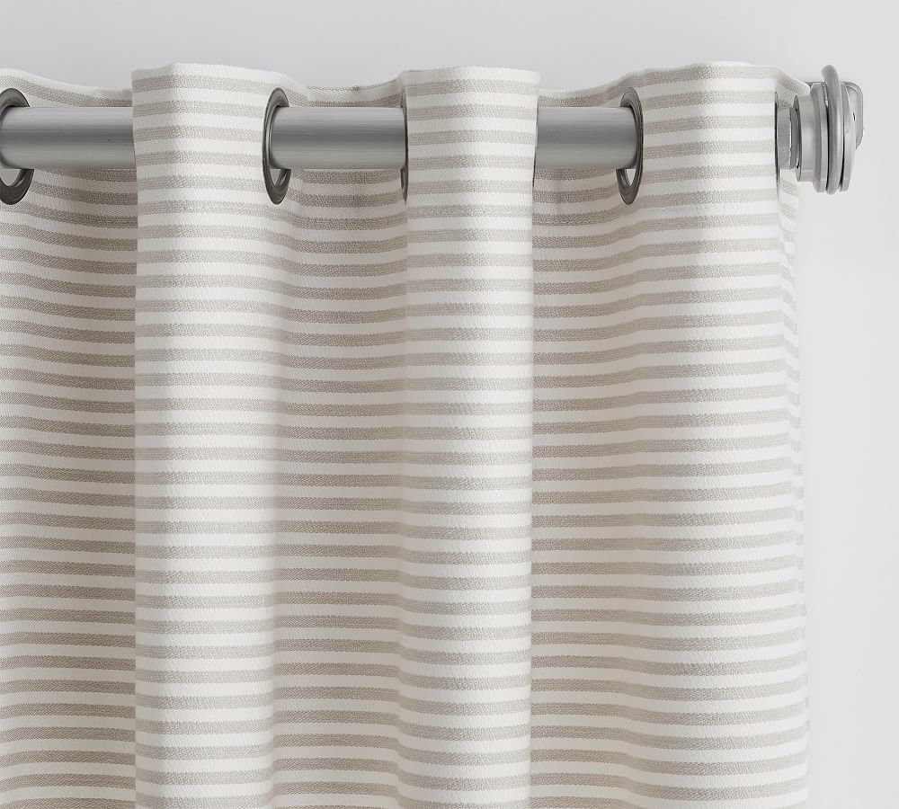 Sunbrella® Bungalow Striped Outdoor Grommet Curtain Pottery Barn