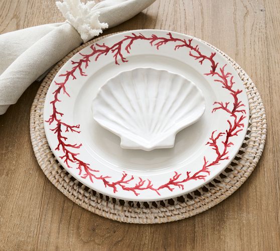 Seashell Stoneware Plates - Set of 4