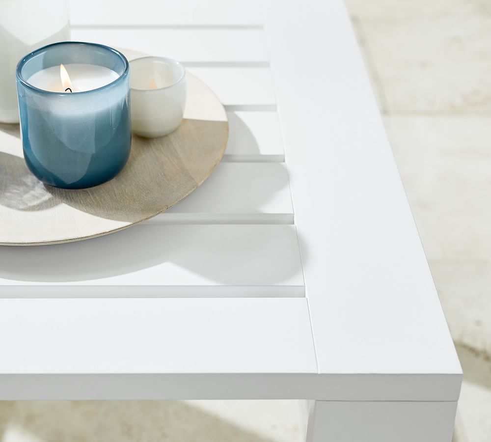 Malibu 24" Metal Outdoor Side Table, White Pottery Barn