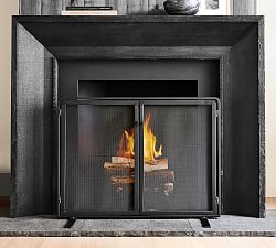 Vail Mesh Fireplace Screen with Doors - Black