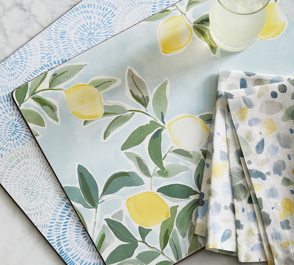 Rebecca Atwood Lemon Cork Placemats Set of 4 Pottery Barn