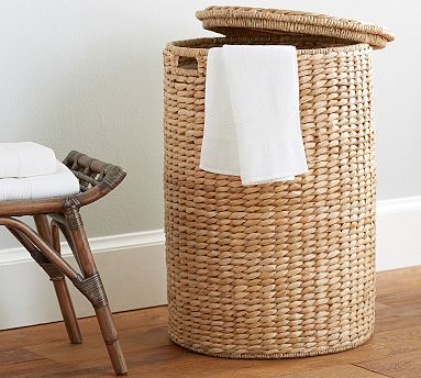 White Perry Round Laundry Hamper | Pottery Barn