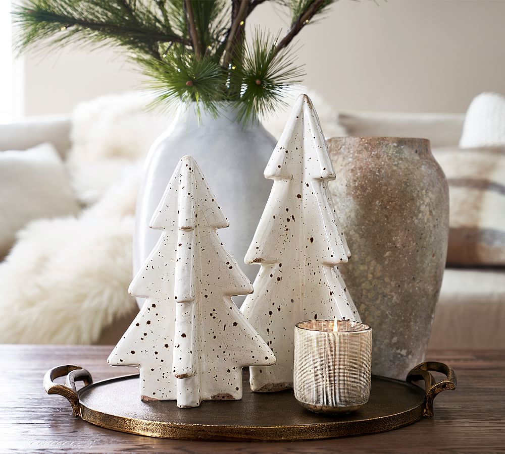 Handcrafted Terracotta Speckled Christmas Trees | Pottery Barn