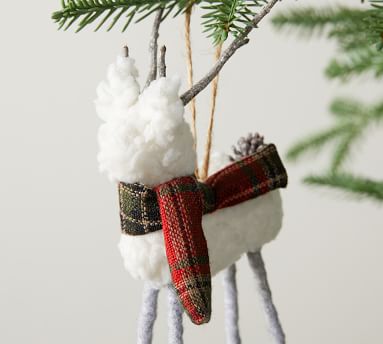 Sherpa Reindeer Christmas Ornaments | Pottery Barn