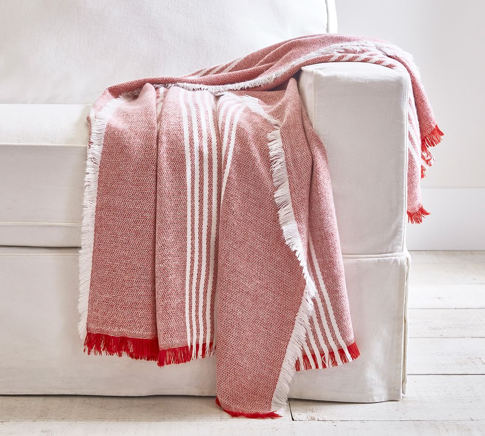 Clover Striped Fringe Throw Blanket | Pottery Barn