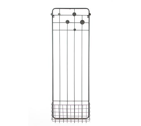 WallMounted Metal Coat Rack & Basket Pottery Barn