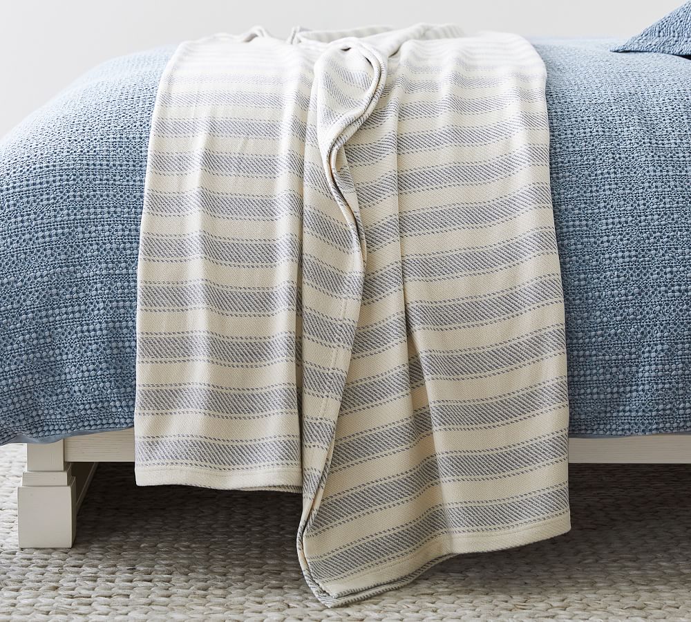Coastal Striped Cotton Blanket Pottery Barn