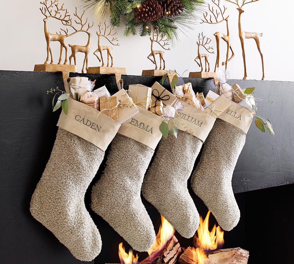 Merry Reindeer Brass Stocking Holders Pottery Barn