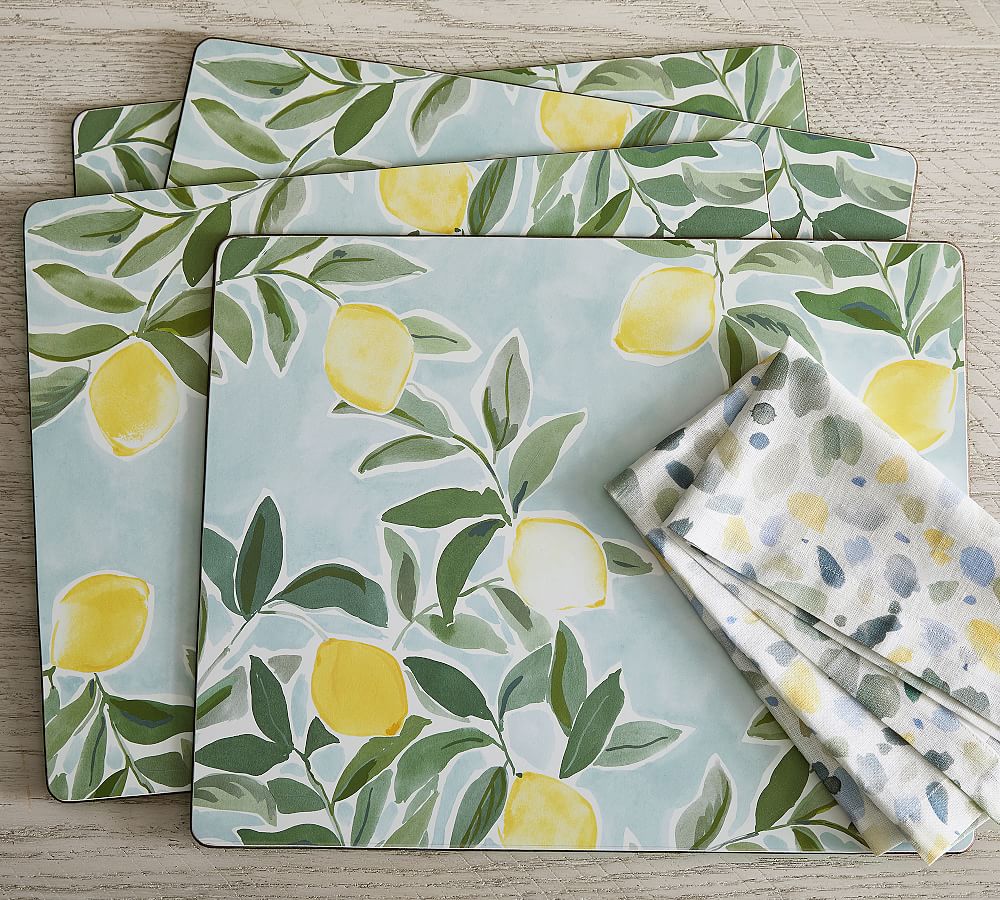 Rebecca Atwood Lemon Cork Placemats Set of 4 Pottery Barn