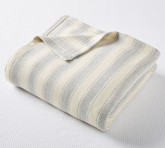Coastal Striped Cotton Blanket Pottery Barn