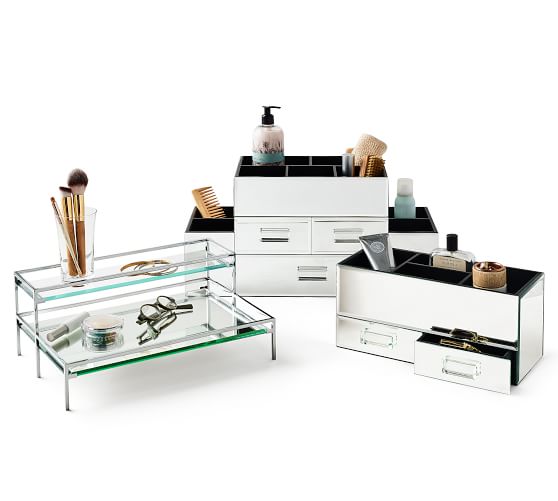 Mirrored Glass Tiered Makeup Tray Pottery Barn