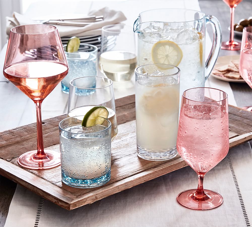Happy Hour Acrylic Wine Glasses Blush Pottery Barn