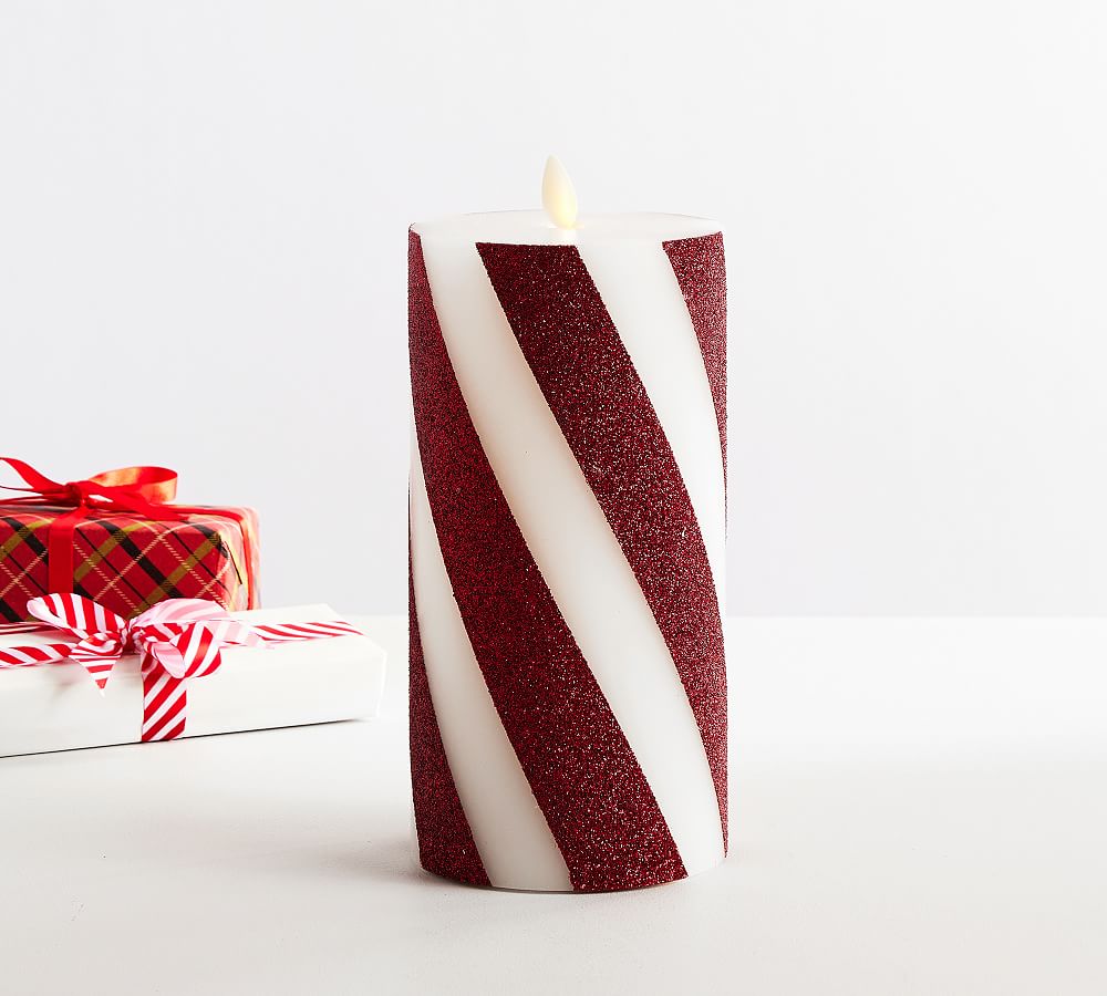 OPEN BOX Premium Flickering Flameless Wax Pillar Candles Candy