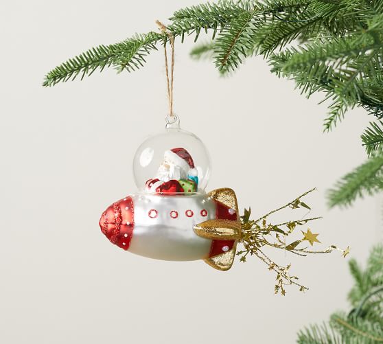 Mercury Glass Santa Ornaments | Pottery Barn