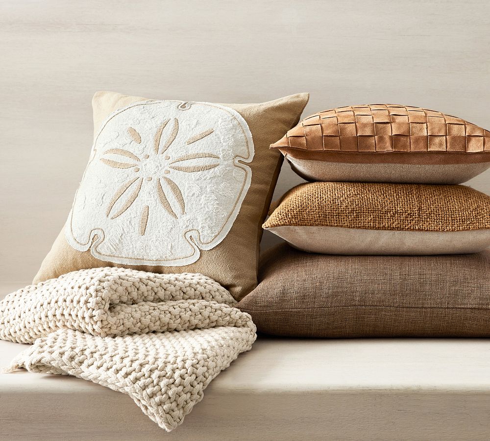 Sand Dollar Applique Throw Pillow Pottery Barn
