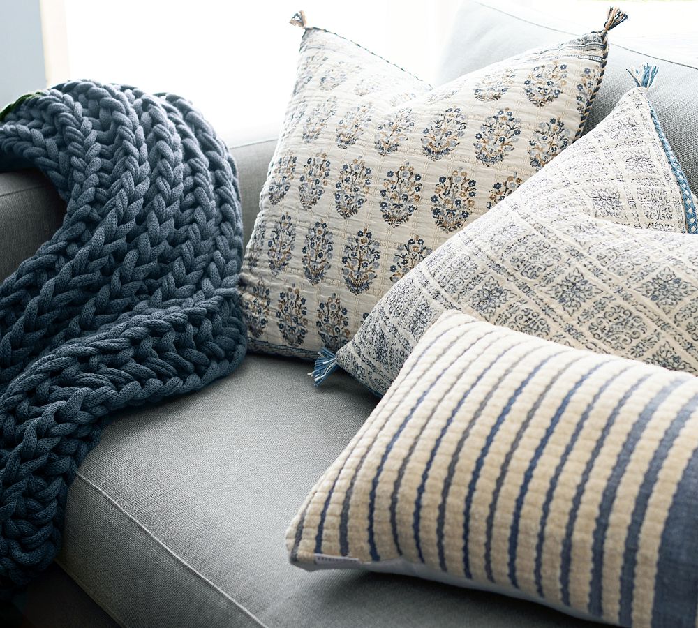 Classic Striped Handwoven Chenille Lumbar Throw Pillow Pottery Barn