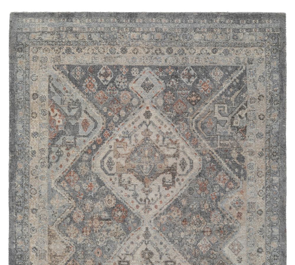 Blue Multi Mahalia Printed Rug Patterned Rugs Pottery Barn