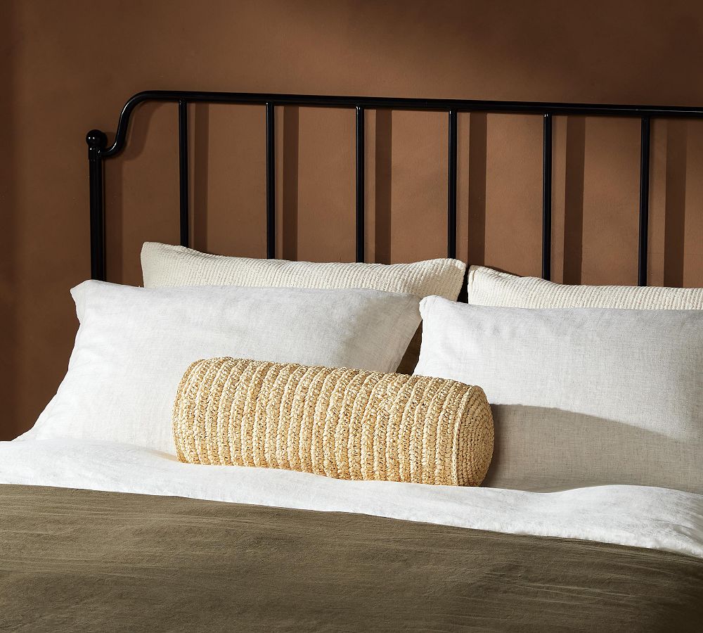 Klara Palm Leaf Round Lumbar Pillow Pottery Barn