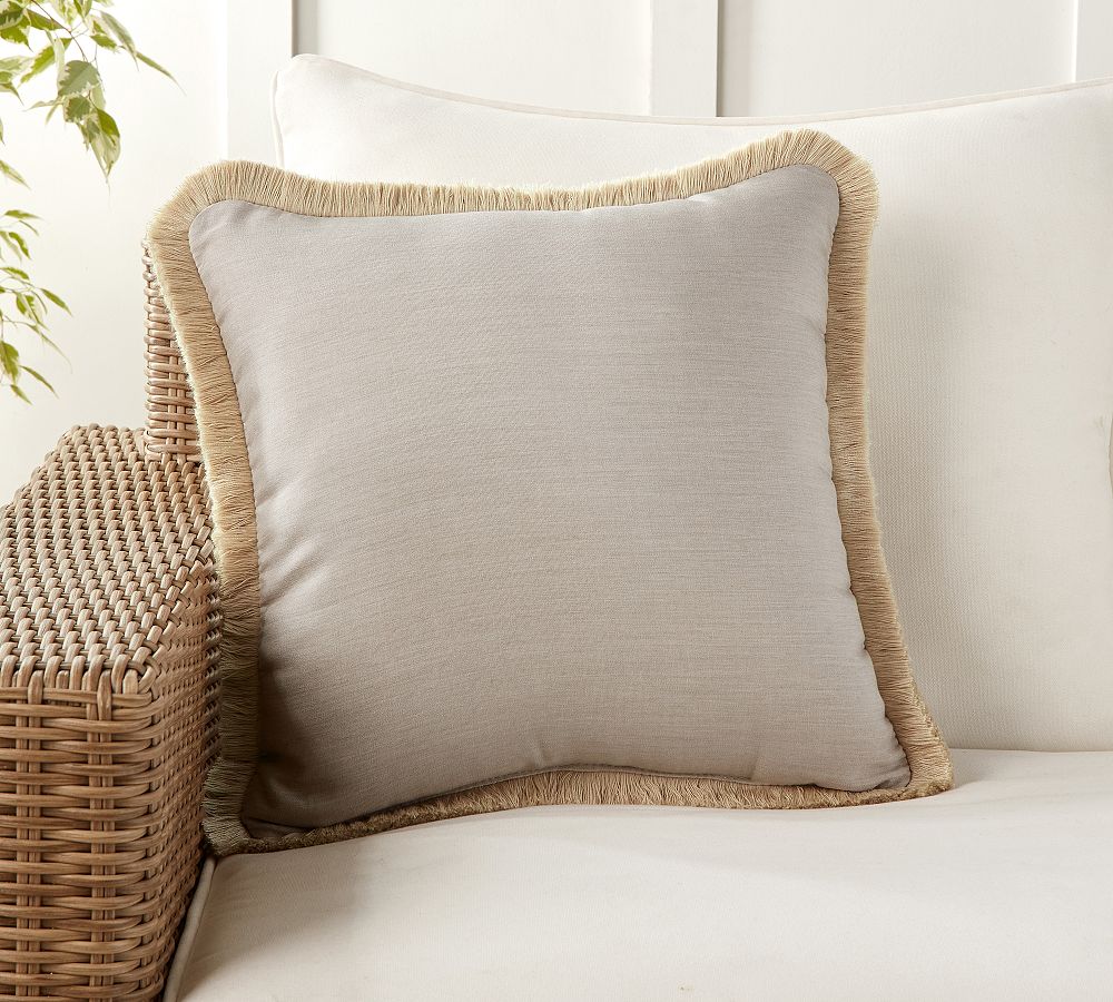 Sunbrella® Solid Fringe Outdoor Throw Pillow Pottery Barn