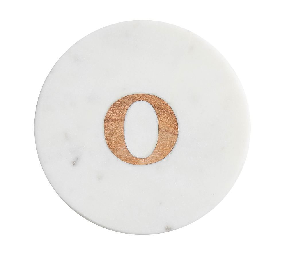 Handmade Alphabet Marble & Wood Coasters - Set of 4