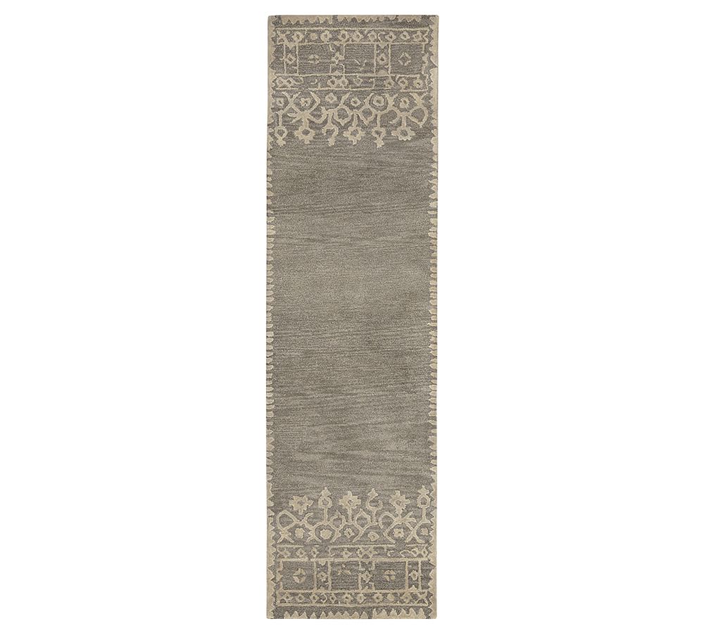 Gray Desa Bordered Wool Rug Patterned Rugs Pottery Barn