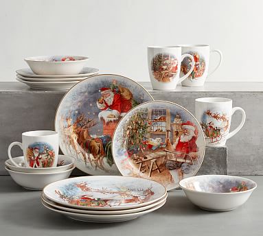 Santa's Journey 16-Piece Dinnerware Set - Assorted | Pottery Barn