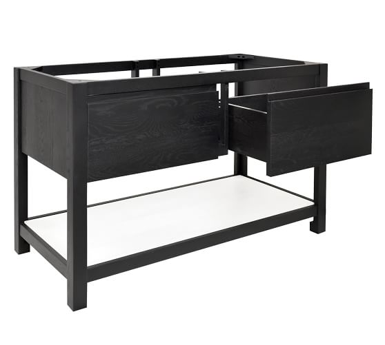 Rilen Midnight 48” Handcrafted Single Vanity with Glass Sink Pottery Barn