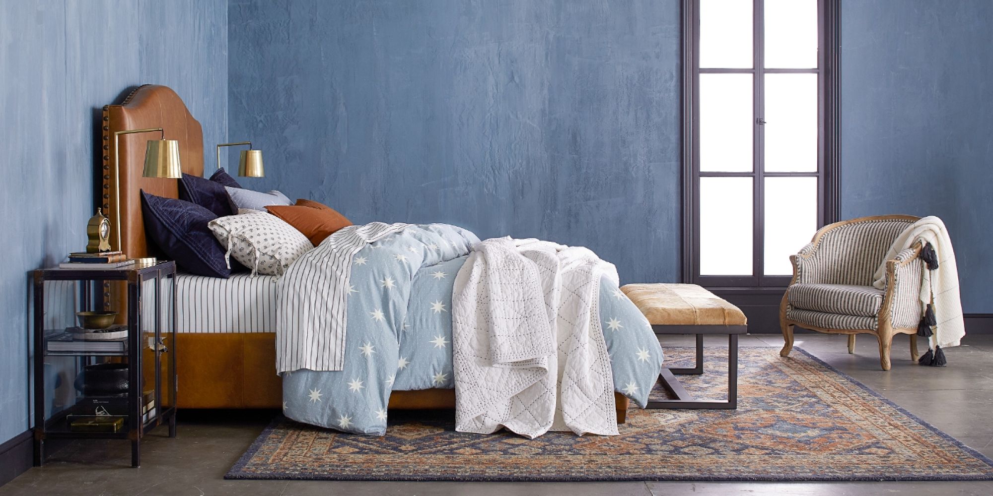 Blue Multi Mahalia Printed Rug Patterned Rugs Pottery Barn