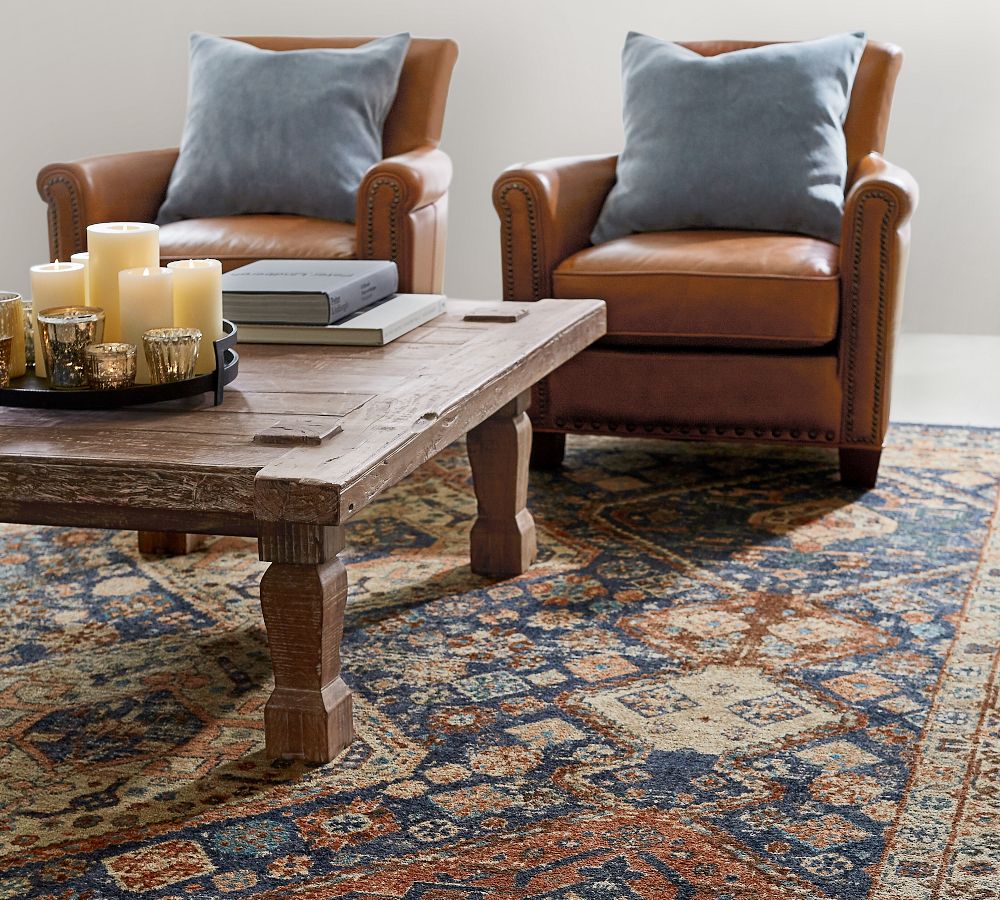 Blue Multi Mahalia Printed Rug Patterned Rugs Pottery Barn