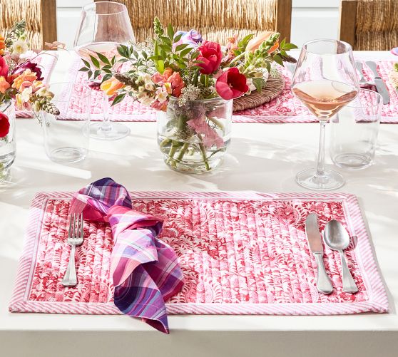 Keaton Paisley Block Print Quilted Placemats - Set of 4