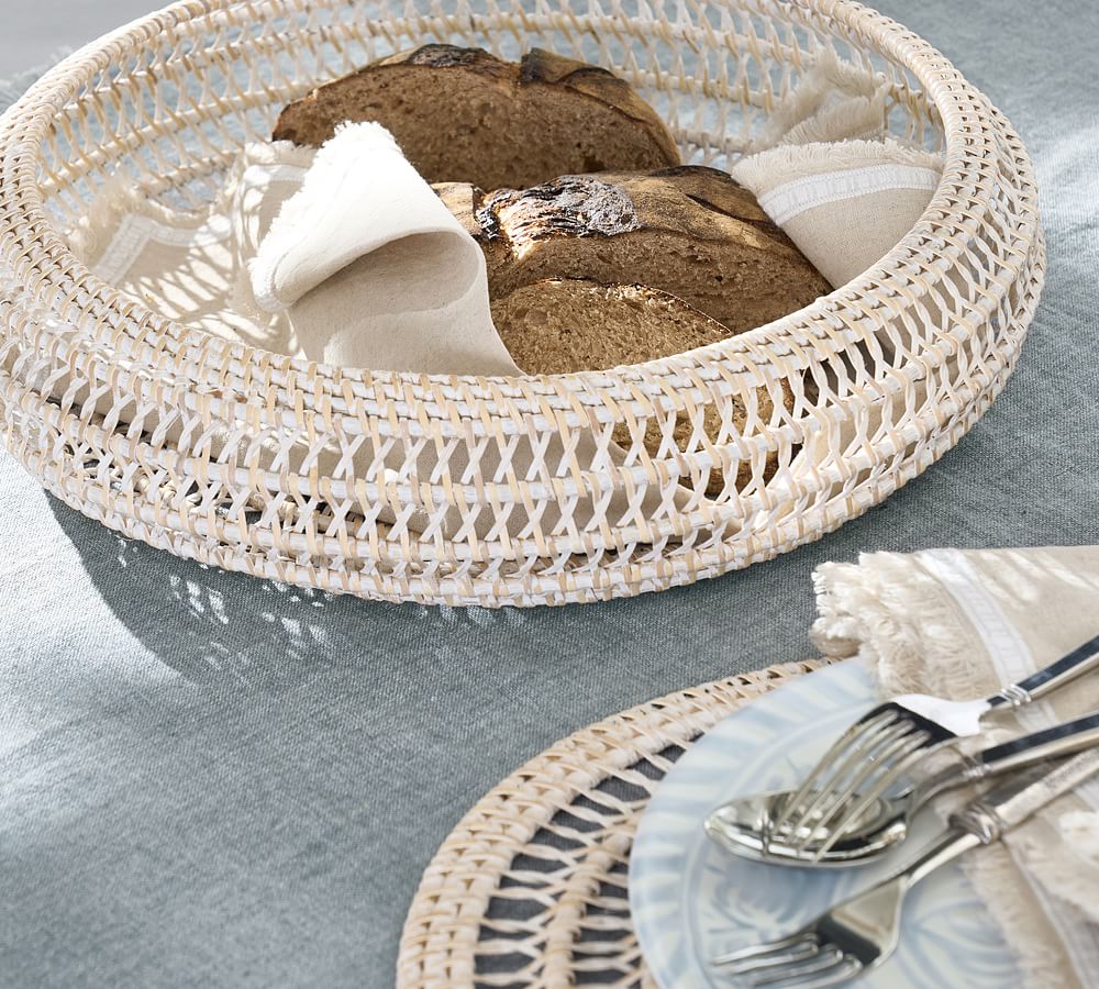 Miramar Handwoven Rattan Serveware Collection Pottery Barn