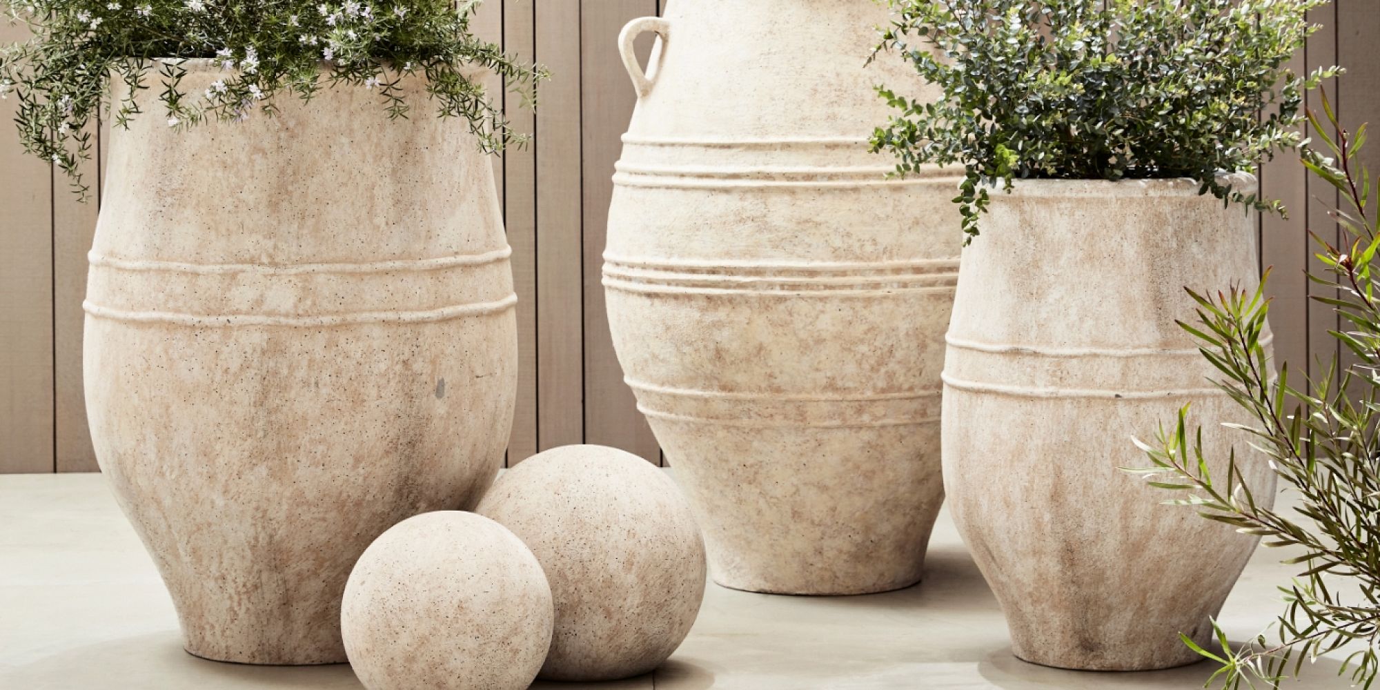 Sienna Cement Outdoor Planters | Pottery Barn