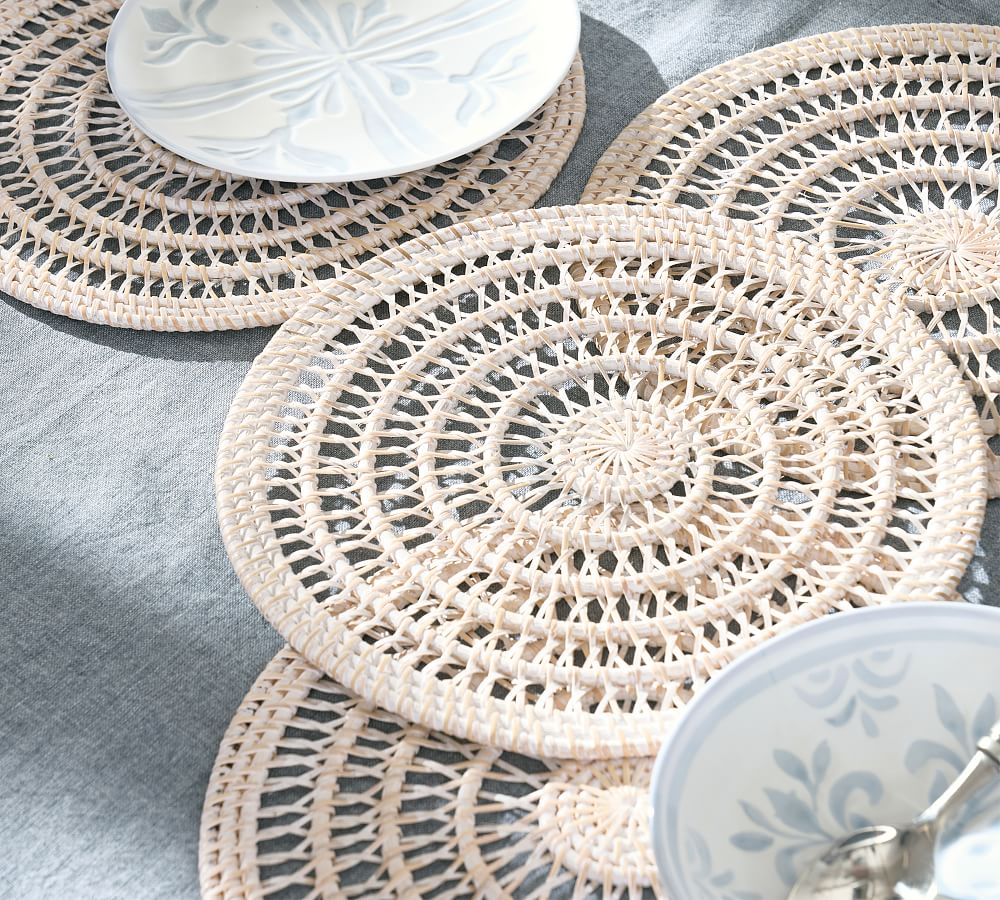 Miramar Handwoven Rattan Serveware Collection Pottery Barn
