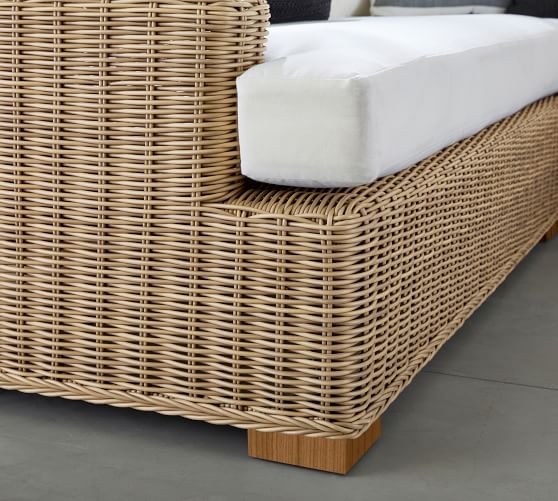 Huntington AllWeather Wicker Slope Arm Outdoor Sofa Pottery Barn