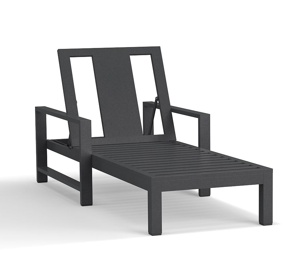 Indio Metal Outdoor Chaise Lounge, Slate Pottery Barn