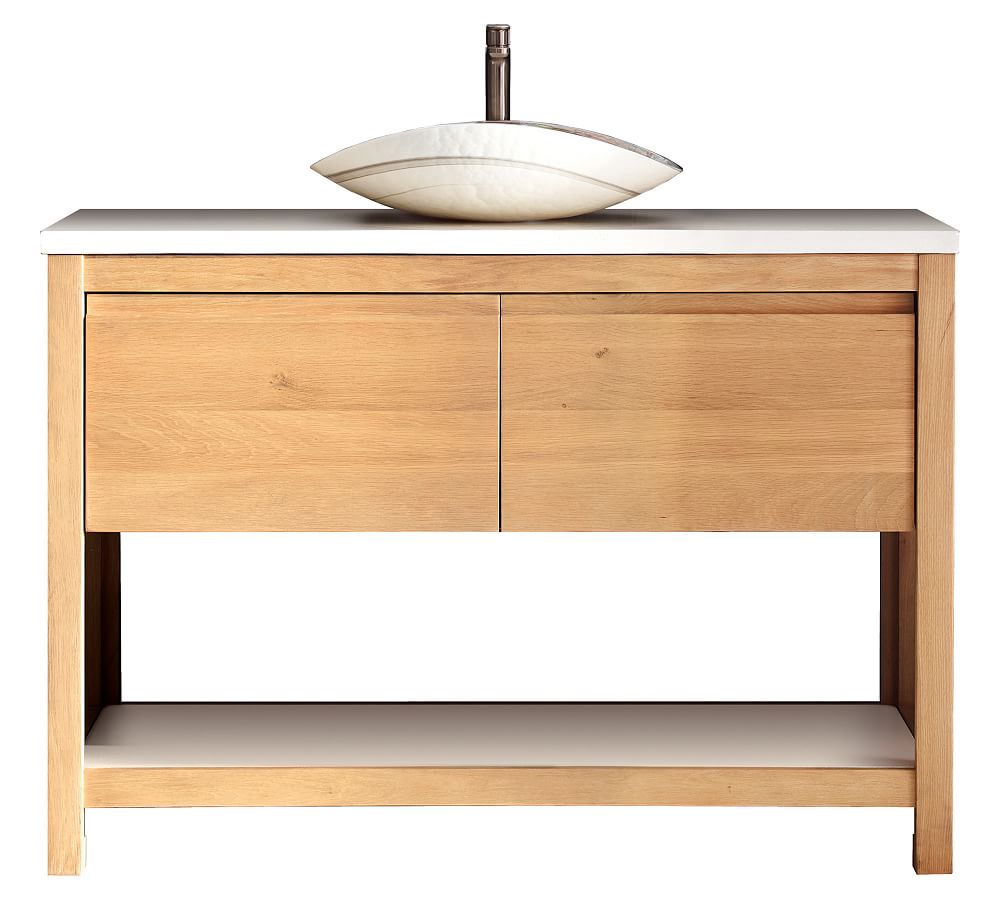 Rilen Sunrise 48” Handcrafted Single Vanity with Glass Sink Pottery Barn