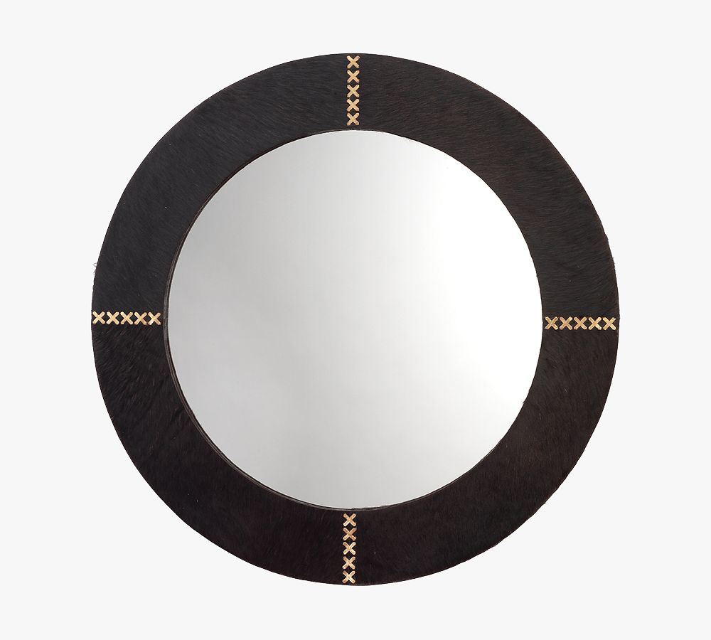 Aaden Round Hide Wall Mirror Pottery Barn