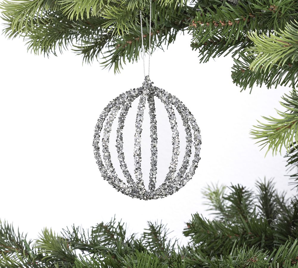 Shatterproof Sparkling Silver Ornament Sets | Pottery Barn