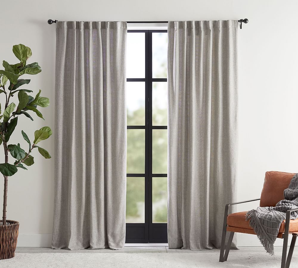 Basketweave Slub Curtain Ash Pottery Barn