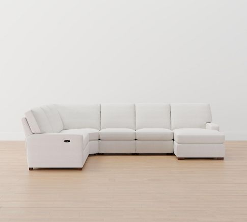 Turner Square Arm Leather Power Reclining L-Shaped Sectional with ...