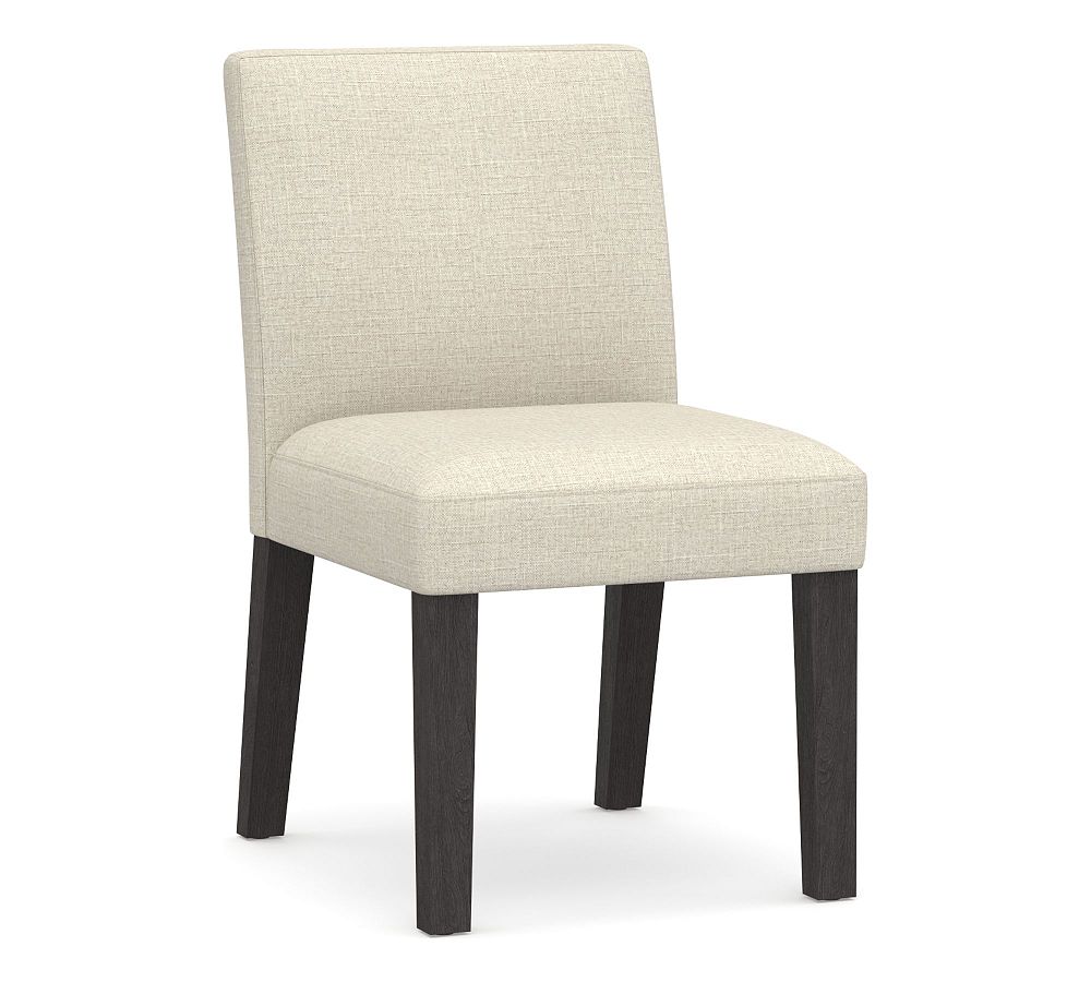 OPEN BOX Classic Upholstered Dining Side Chair, Blackened Oak Legs, Basketweave Slub Oatmeal