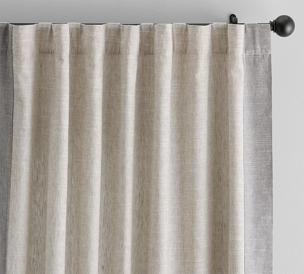 Emery Border Linen Curtain | Pottery Barn