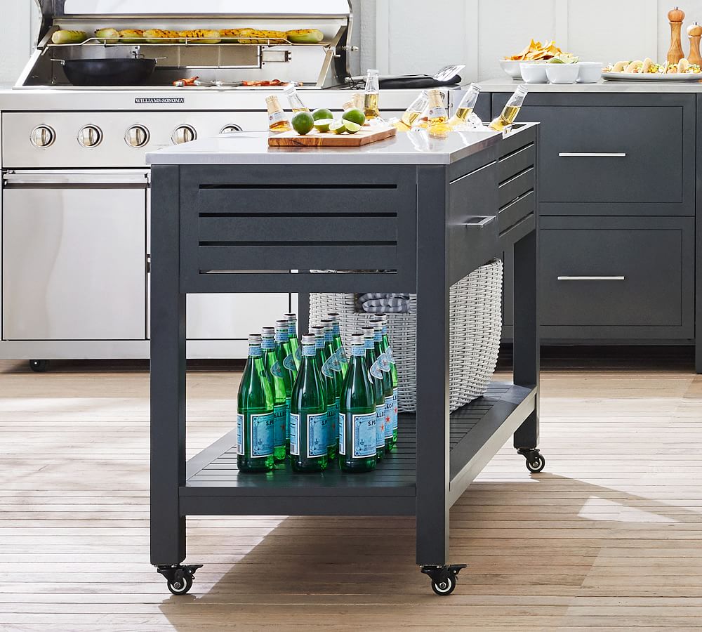 Indio Metal Outdoor Kitchen Island Pottery Barn