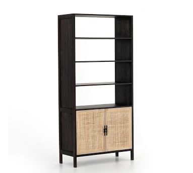 Dolores Cane Open Bookcase with Doors | Pottery Barn