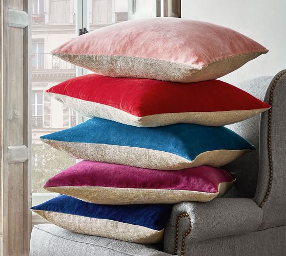 Velvet Linen Throw Pillow Cover Pottery Barn